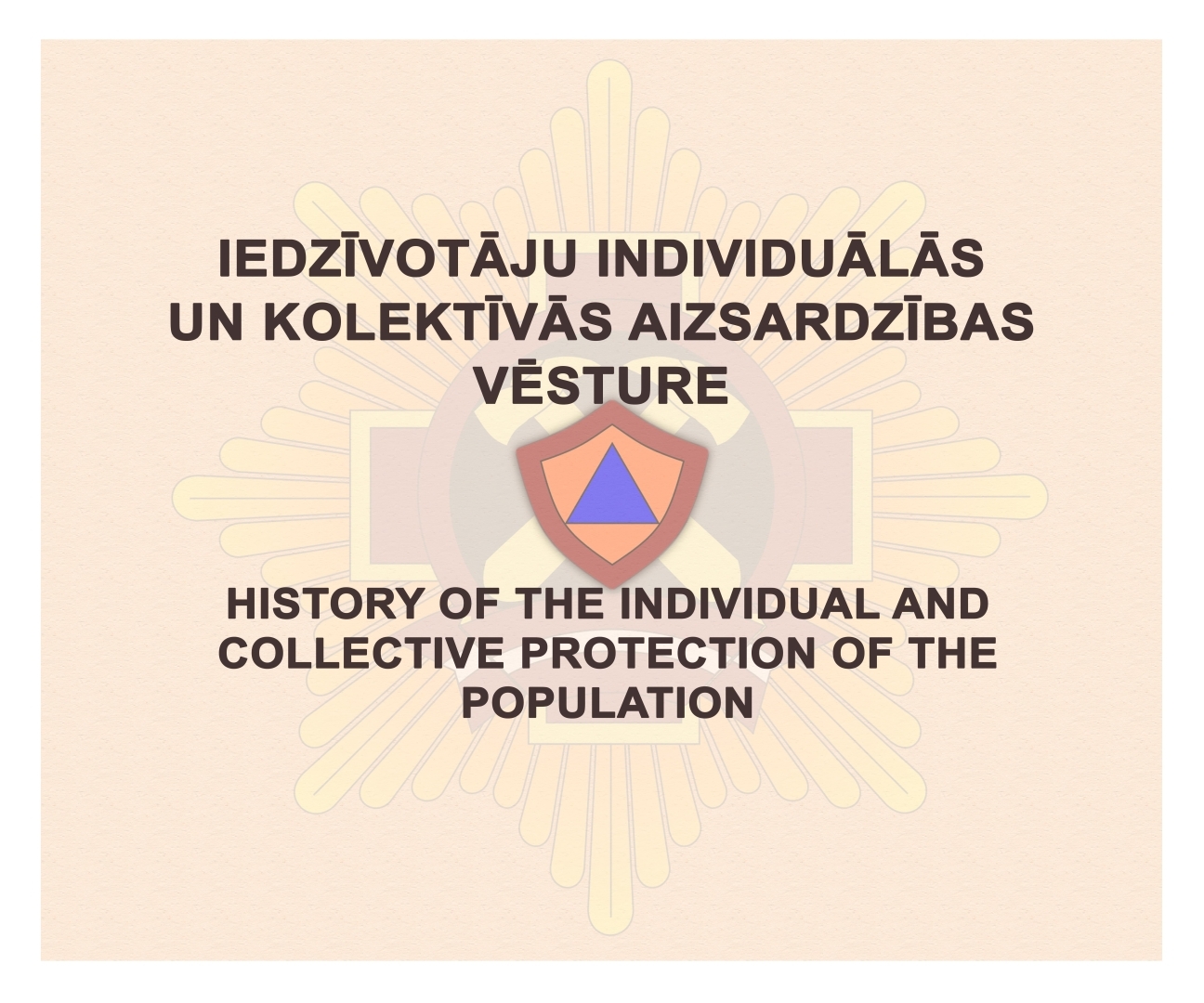 Uz oranža fona, kura centrā logo, tematiskās izstādes nosaukums latviešu un angļu valodā.