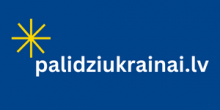 zilas krāsas baneris ar tekstu palidziukrainai.lv