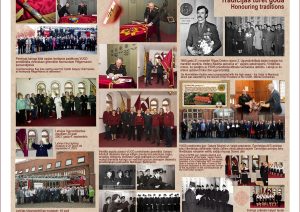 Fotoattēlos pasākumi Slavas zālē, ugunsdzēsēju veterānu kopbilde pie muzeja ēkas