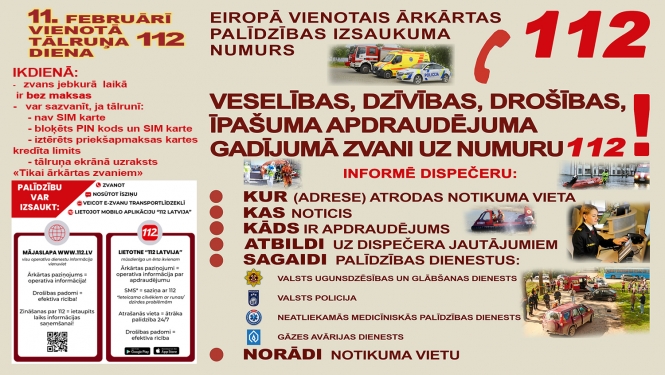 Plakāts ar informāciju par 112 dienu
