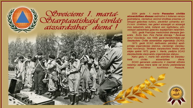 Fotokolāža teksts CA emblēma un fotogrāfijā sanitāro kopu sacensību dalībnieces uzvelk gāzmaskas