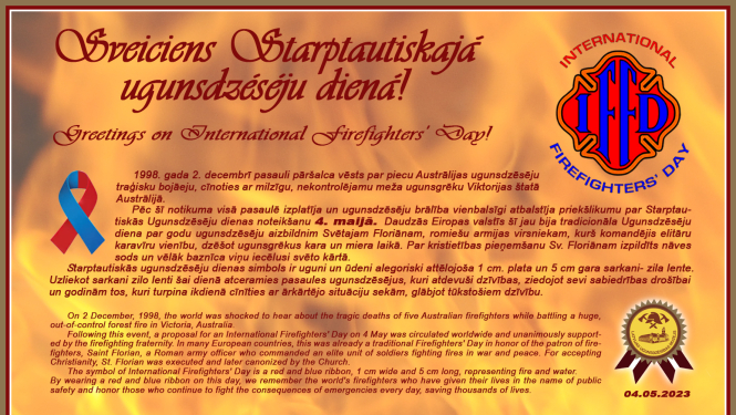 Attēls Sveiciens Starptautiskajā ugunsdzēsēju dienā