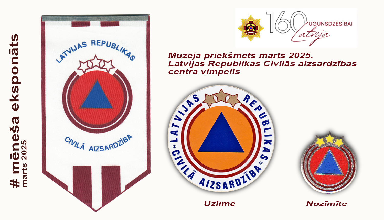 Uz vimpeļa CA emblēmu uz oranža fona zils trīsstūris ieskauj sarkanbaltsarkana nenoslēgta riņķa līnija un trīs zvaigznes