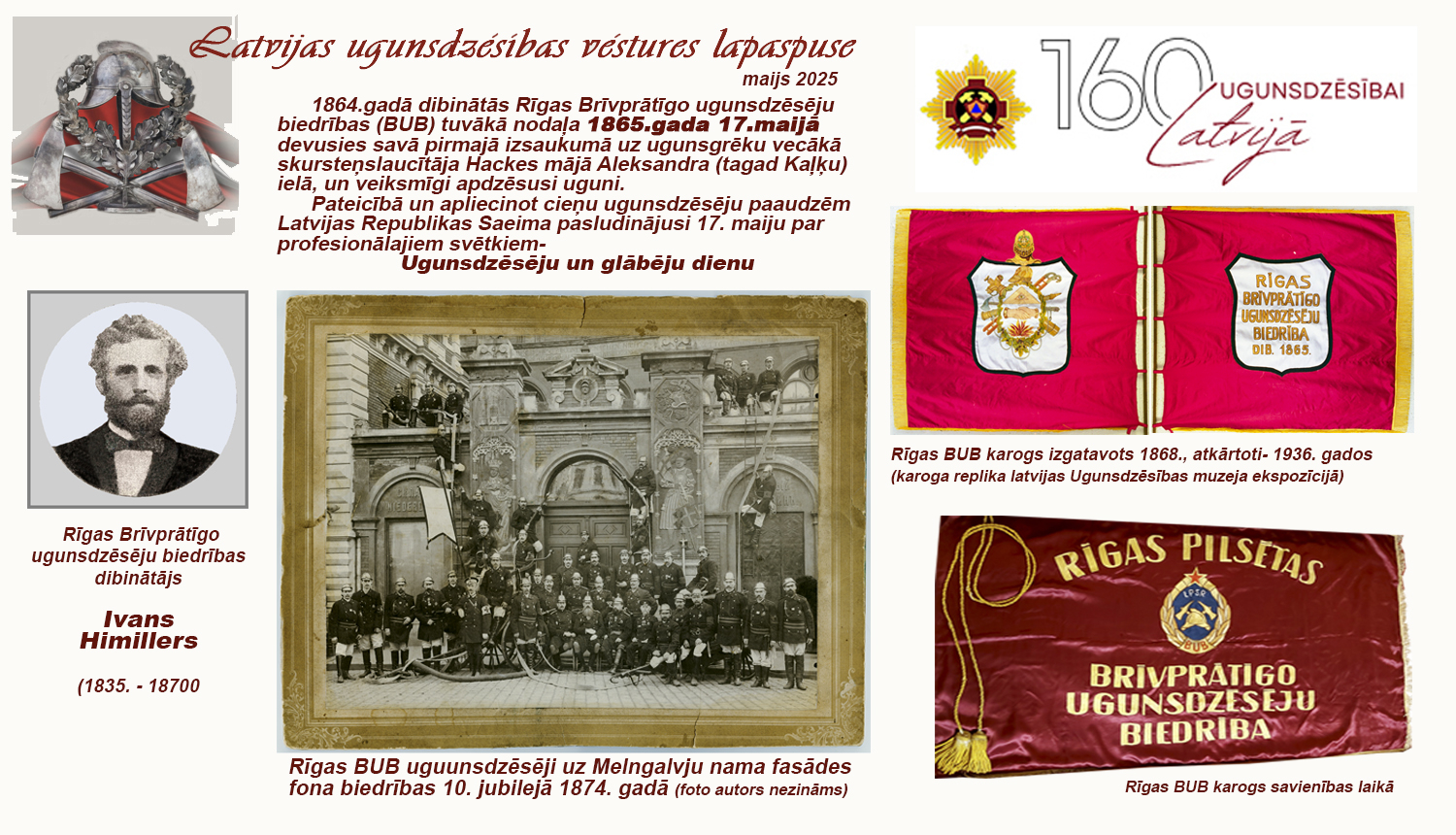 Ivana Himillera portrets, Rīgas BUB ugunsdzēsēji pie Melngaiļa nama, 1874.gads, Rīgas BUB karogi